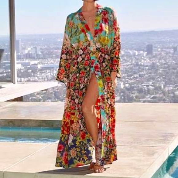 Johnny Was Dresses & Skirts - NWT JOHNNY WAS PLUS 3X  BURKE KIMONO  MAXI DRESS FLORAL TIRED MSRP 515.00